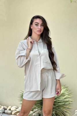 SHIRT+SHORT TROUSERS WOMAN SET BEIGE/BEZHE 