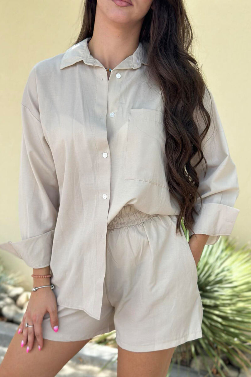 SHIRT+SHORT TROUSERS WOMAN SET BEIGE/BEZHE - 3