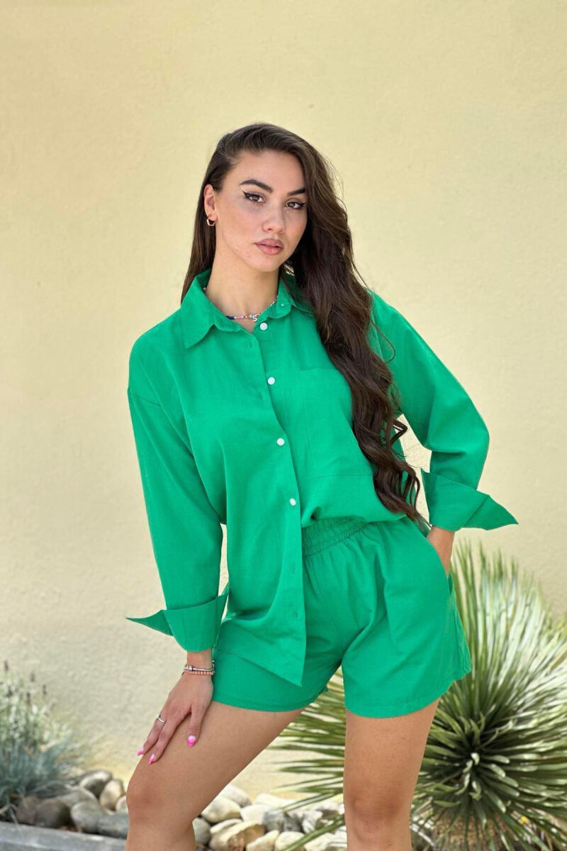 SHIRT+SHORT TROUSERS WOMAN SET GREEN/JESHILE - 1