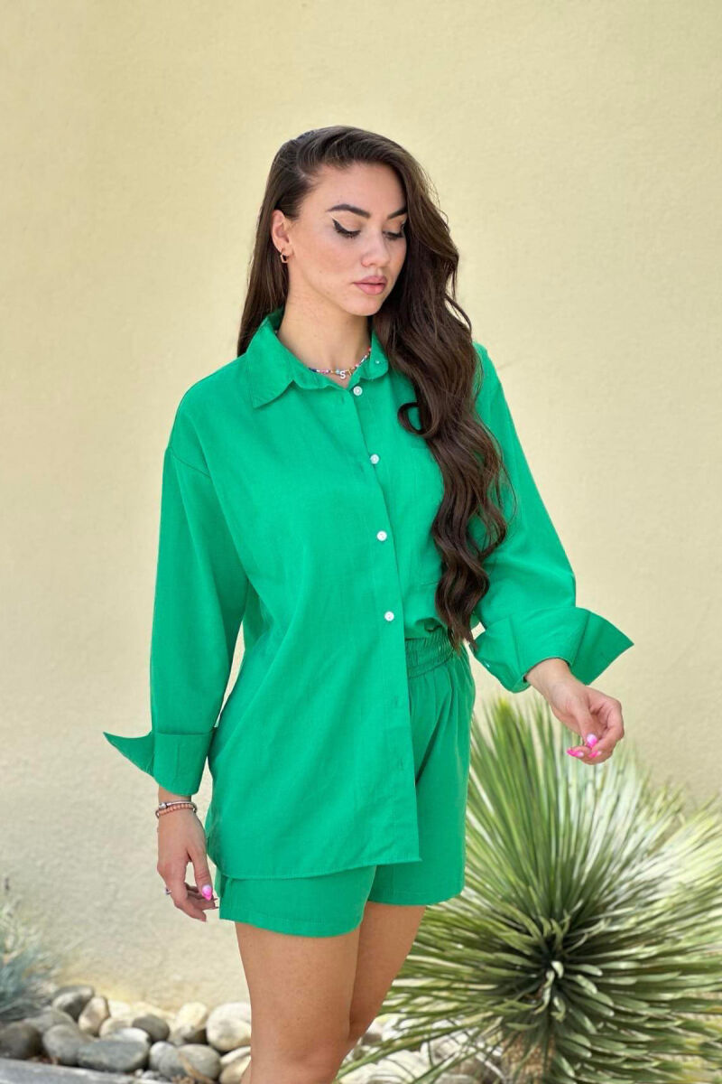 SHIRT+SHORT TROUSERS WOMAN SET GREEN/JESHILE - 2