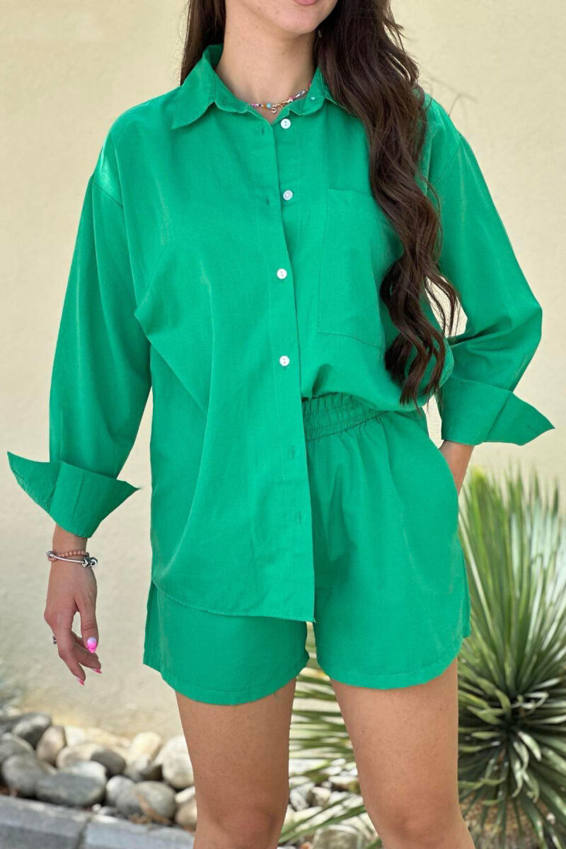 SHIRT+SHORT TROUSERS WOMAN SET GREEN/JESHILE - 3