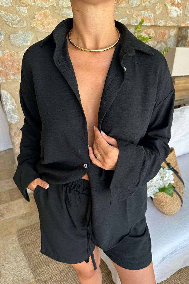 SHIRT+SHORTS ONE COLOR WOMEN SET BLACK/ E ZEZE - 2