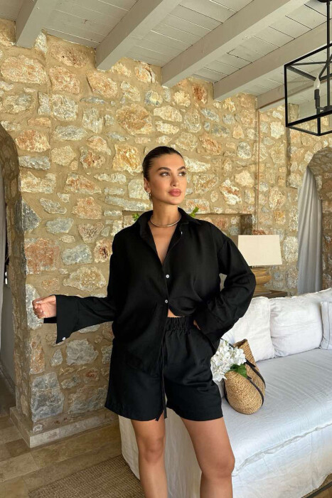 SHIRT+SHORTS ONE COLOR WOMEN SET BLACK/ E ZEZE - 3