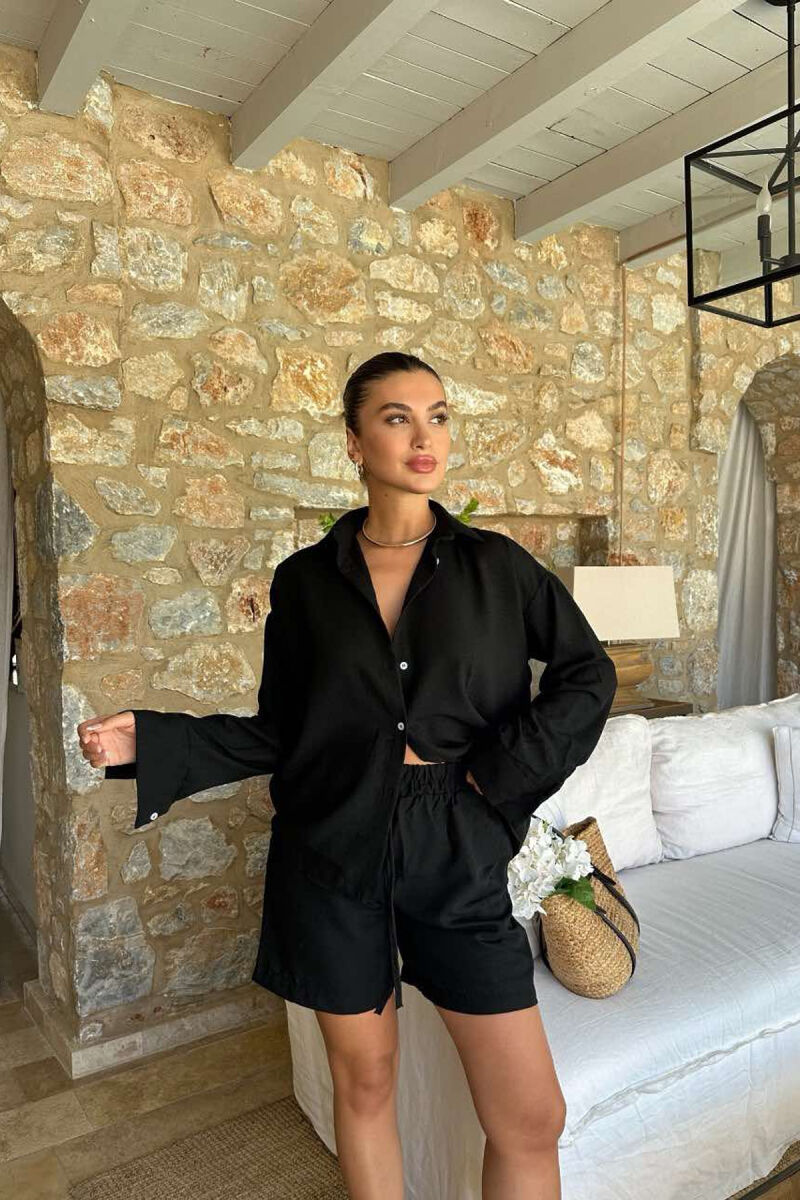 SHIRT+SHORTS ONE COLOR WOMEN SET BLACK/ E ZEZE - 3
