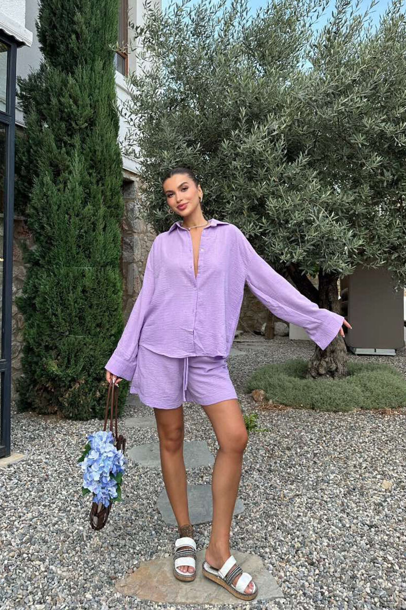 SHIRT+SHORTS ONE COLOR WOMEN SET PURPLE/LEJLA - 3