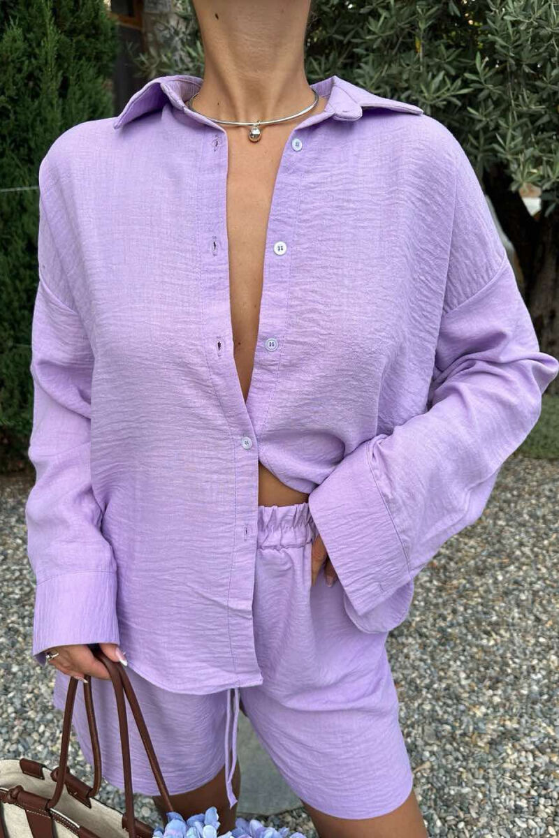 SHIRT+SHORTS ONE COLOR WOMEN SET PURPLE/LEJLA - 5