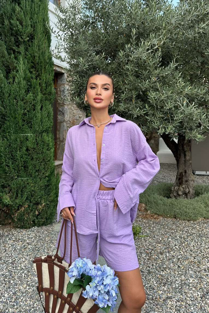 SHIRT+SHORTS ONE COLOR WOMEN SET PURPLE/LEJLA - 7