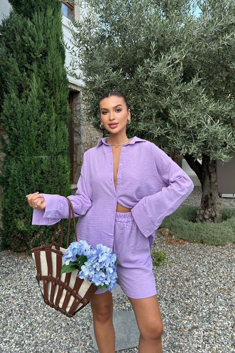 SHIRT+SHORTS ONE COLOR WOMEN SET PURPLE/LEJLA - 8