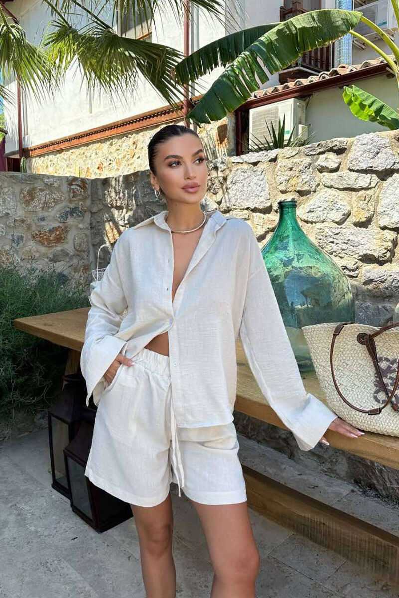 SHIRT+SHORTS ONE COLOR WOMEN SET WHITE-E BARDHE - 4