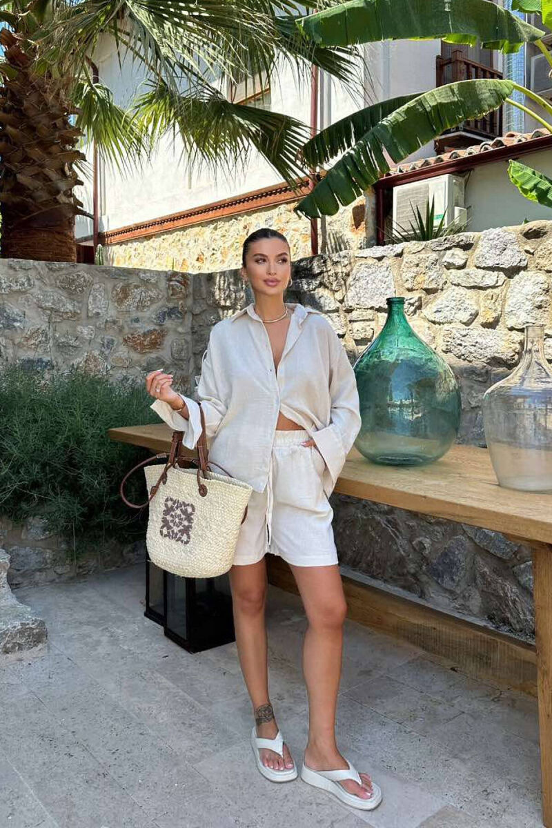 SHIRT+SHORTS ONE COLOR WOMEN SET WHITE-E BARDHE - 6