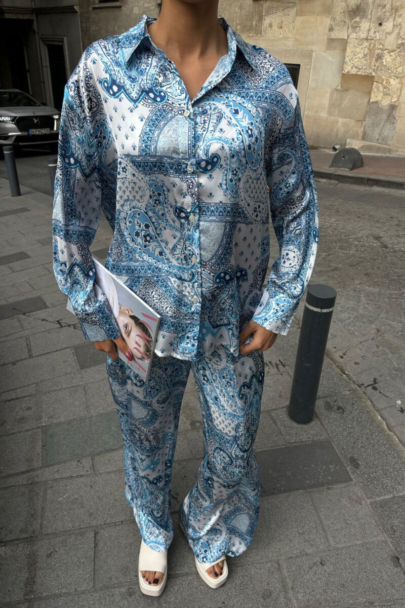 SHIRT+TROUSERS ABSTRACT DESIGN WOMEN SET LIGHTBLUE/BZ - 4