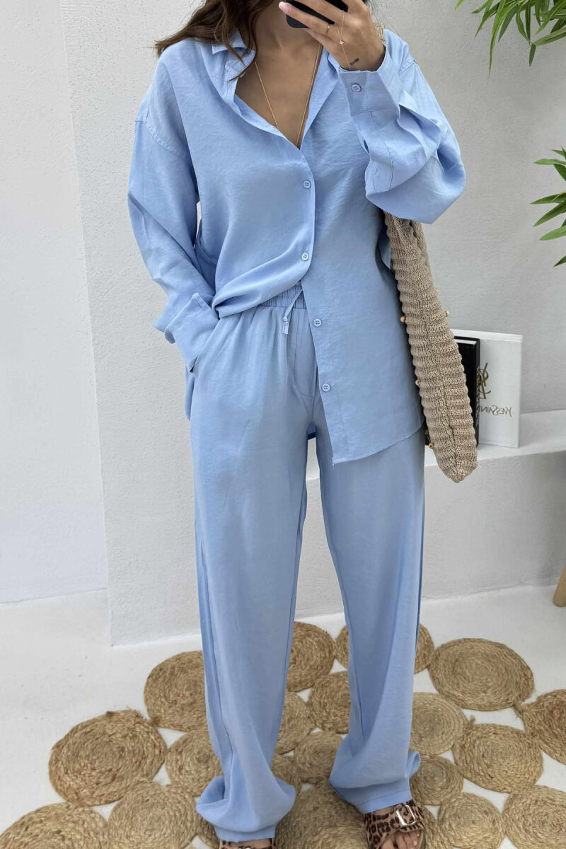 SHIRT+TROUSERS LACINGS ONE COLOR WOMEN SET LIGHTBLUE/BZ - 4