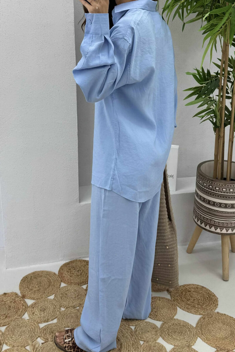 SHIRT+TROUSERS LACINGS ONE COLOR WOMEN SET LIGHTBLUE/BZ - 5
