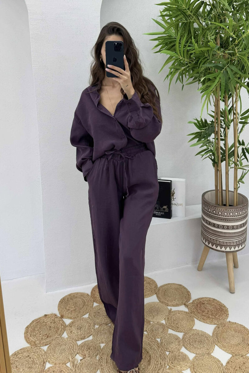 SHIRT+TROUSERS LACINGS ONE COLOR WOMEN SET PURPLE/LEJLA - 2