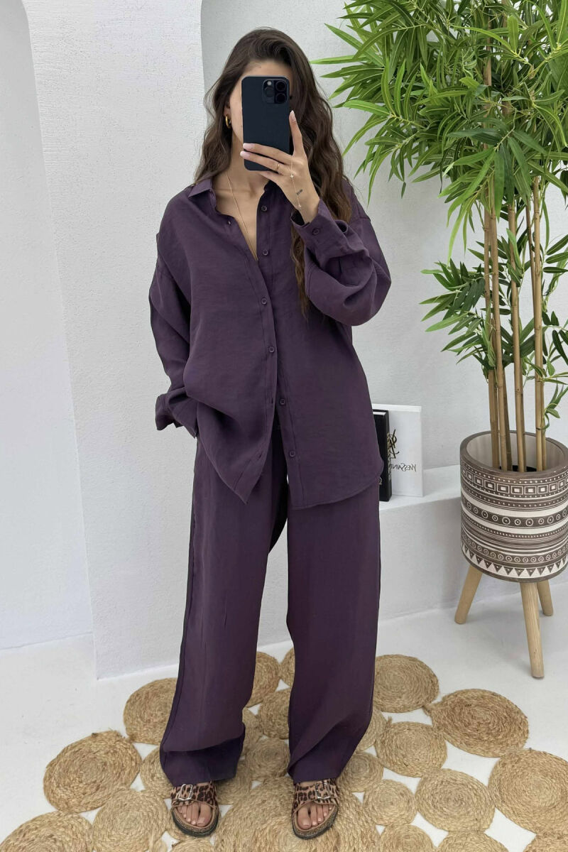 SHIRT+TROUSERS LACINGS ONE COLOR WOMEN SET PURPLE/LEJLA - 3