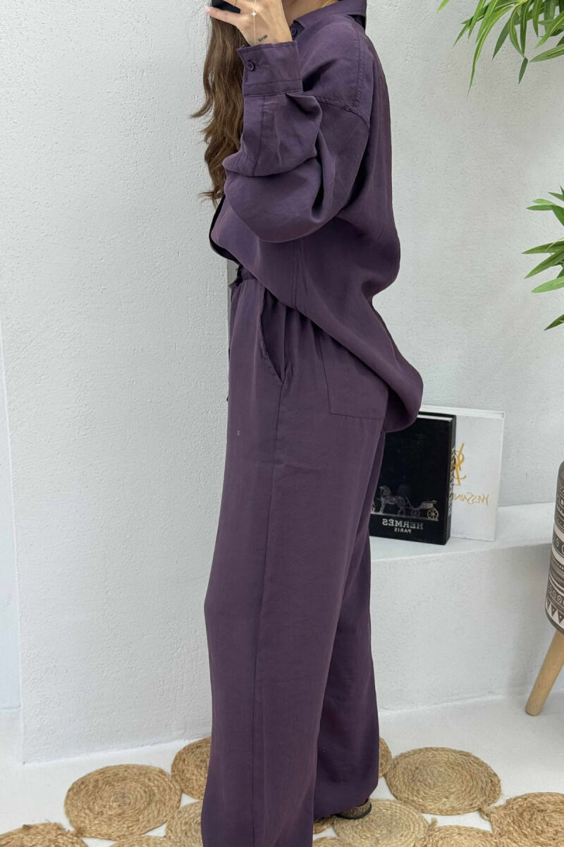 SHIRT+TROUSERS LACINGS ONE COLOR WOMEN SET PURPLE/LEJLA - 5