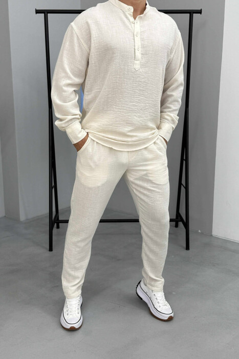 SHIRT+TROUSERS ONE COLOR MEN SET BEIGE/BEZHE 