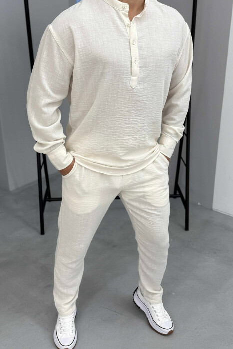 SHIRT+TROUSERS ONE COLOR MEN SET BEIGE/BEZHE - 3