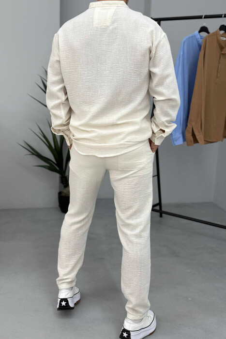SHIRT+TROUSERS ONE COLOR MEN SET BEIGE/BEZHE - 4