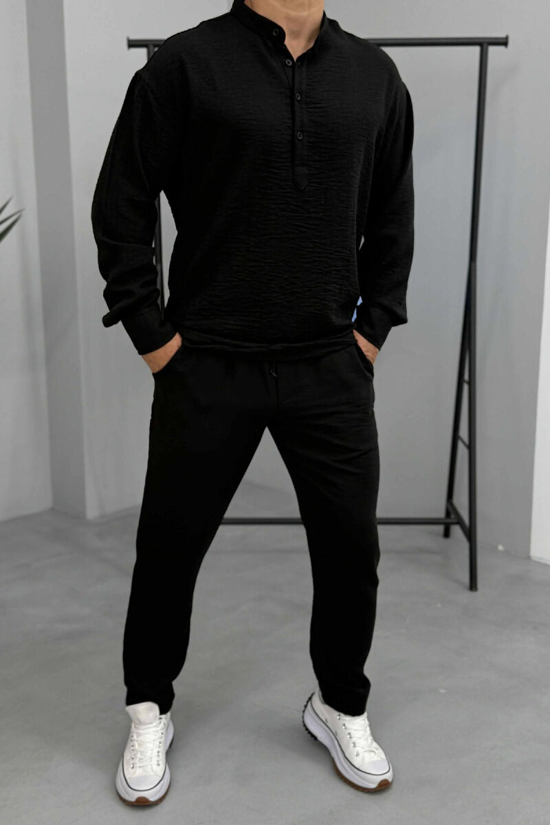 SHIRT+TROUSERS ONE COLOR MEN SET BLACK/ E ZEZE - 1