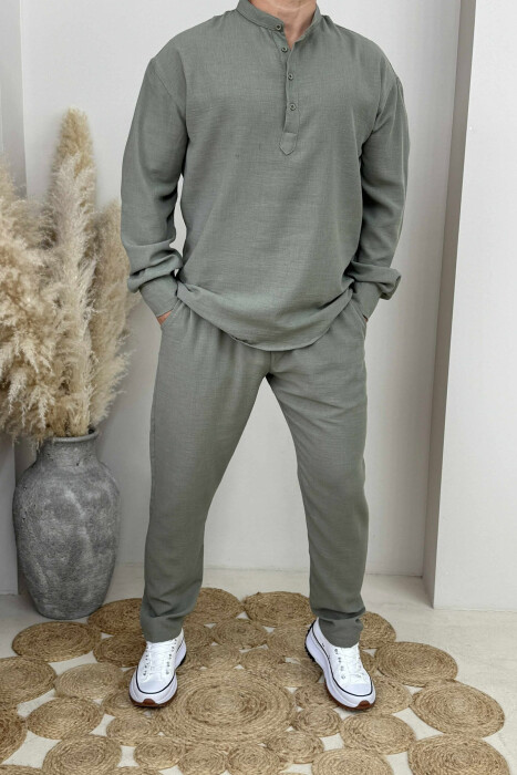 SHIRT+TROUSERS ONE COLOR MEN SET GREEN/JESHILE 