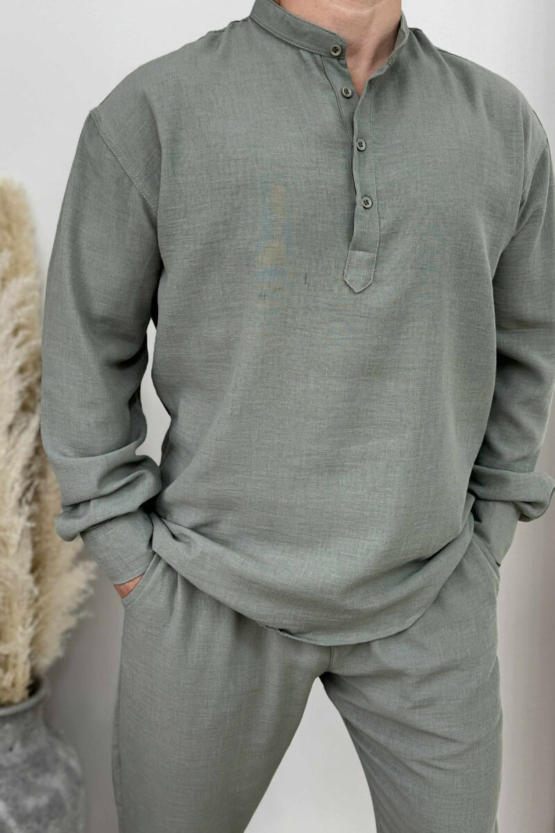 SHIRT+TROUSERS ONE COLOR MEN SET GREEN/JESHILE - 2