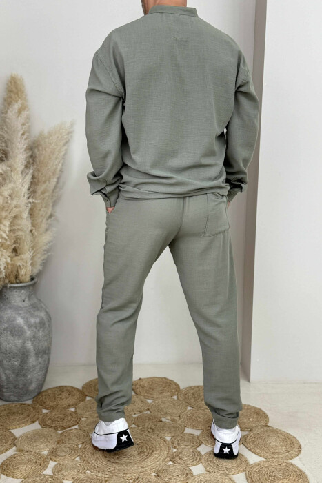 SHIRT+TROUSERS ONE COLOR MEN SET GREEN/JESHILE - 4