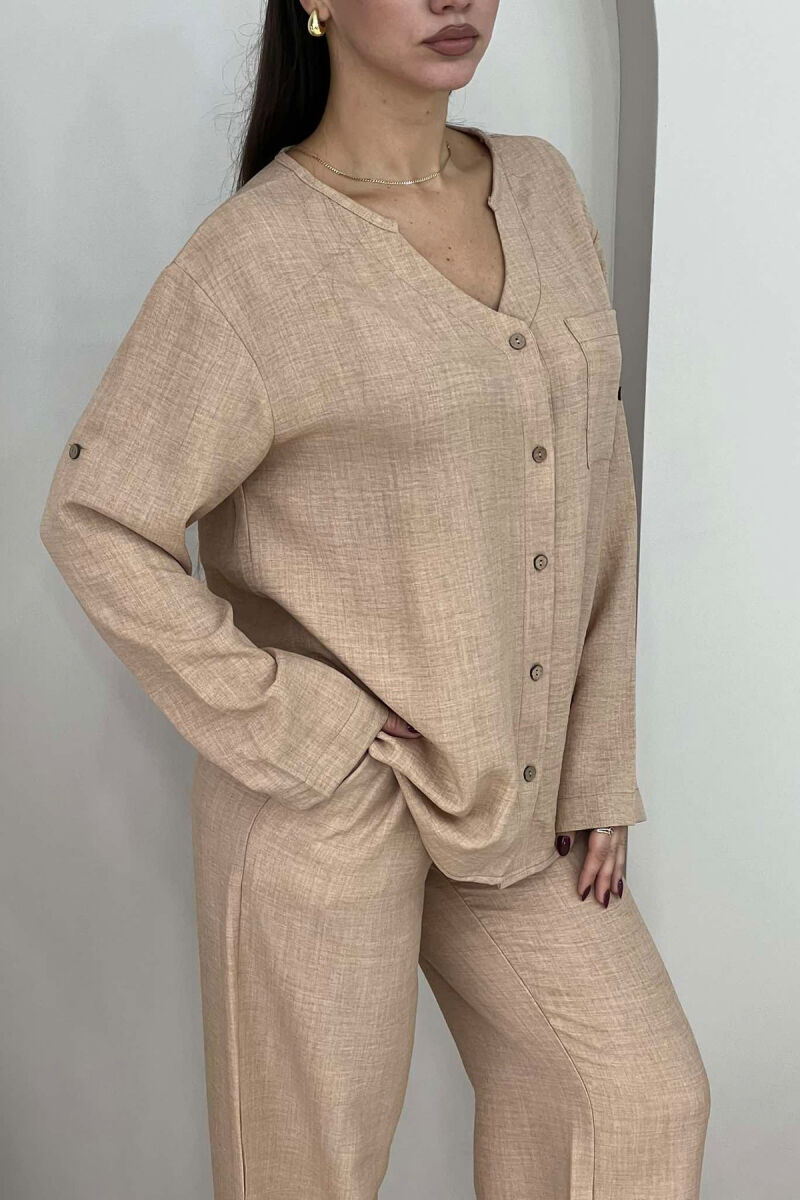 SHIRT+TROUSERS ONE COLOR WOMAN SET BEIGE/BEZHE - 4