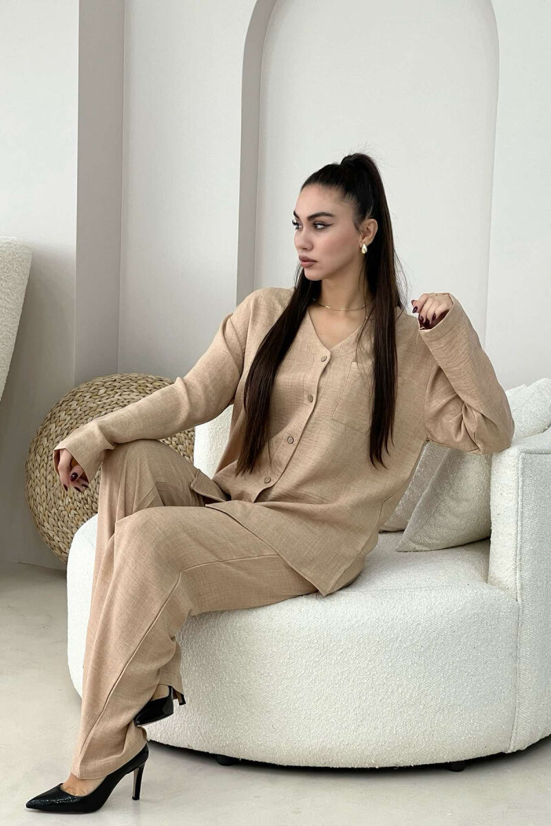 SHIRT+TROUSERS ONE COLOR WOMAN SET BEIGE/BEZHE - 6