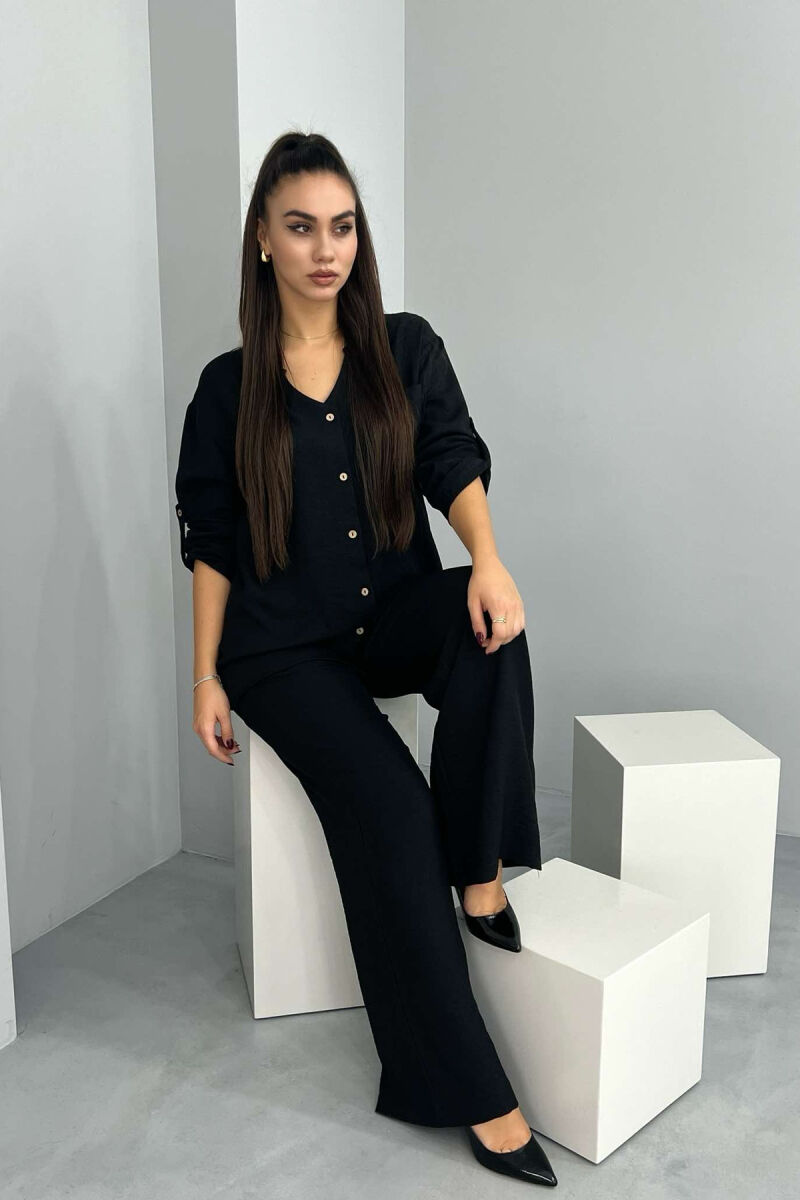 SHIRT+TROUSERS ONE COLOR WOMAN SET BLACK/ E ZEZE - 1