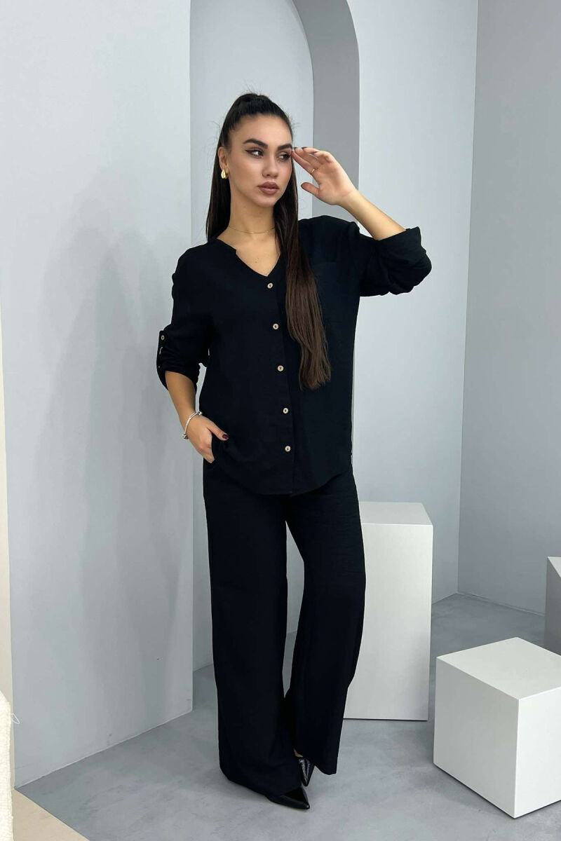 SHIRT+TROUSERS ONE COLOR WOMAN SET BLACK/ E ZEZE - 2