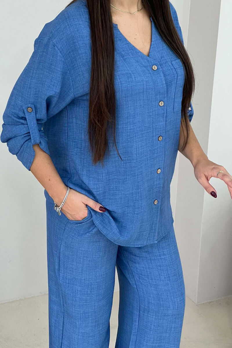 SHIRT+TROUSERS ONE COLOR WOMAN SET BLUE/BLU - 3