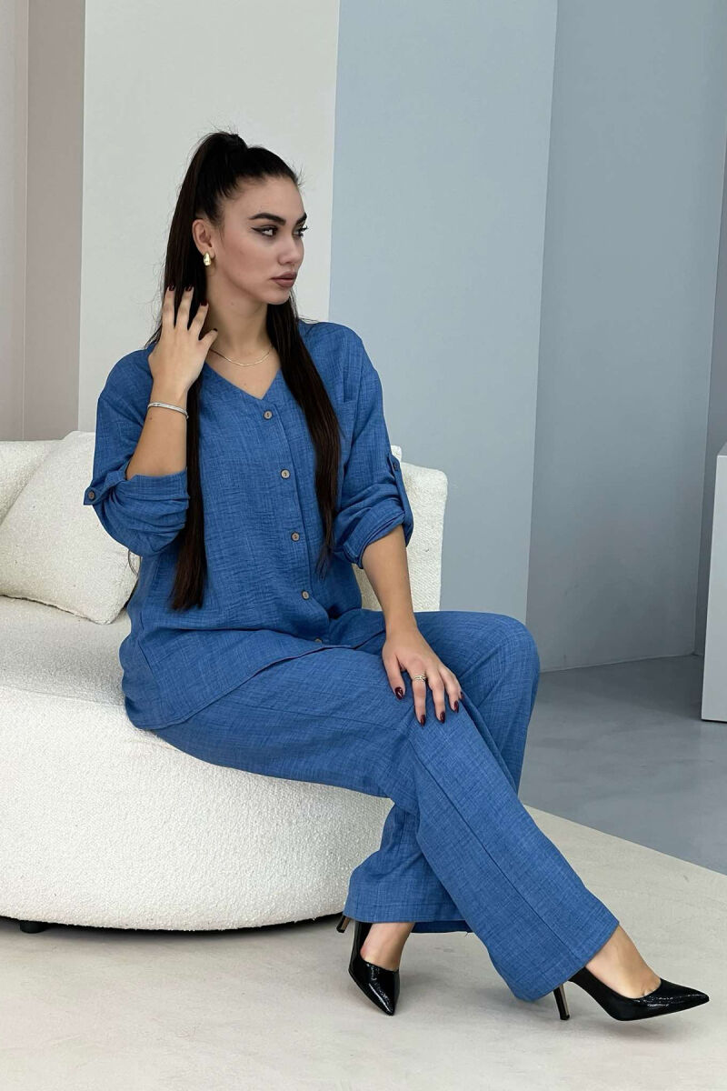 SHIRT+TROUSERS ONE COLOR WOMAN SET BLUE/BLU - 4