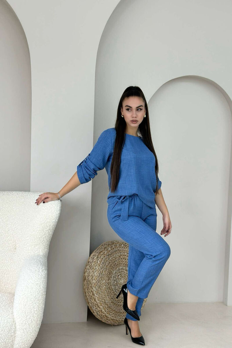 SHIRT+TROUSERS ONE COLOR WOMAN SET BLUE/BLU - 2