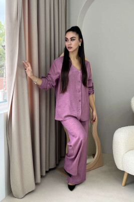 SHIRT+TROUSERS ONE COLOR WOMAN SET LIGHT PURPLE/LEZB 