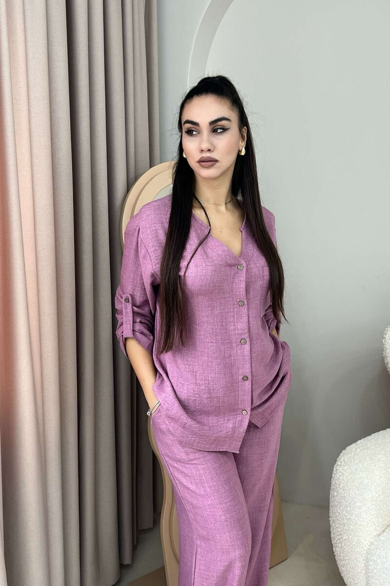 SHIRT+TROUSERS ONE COLOR WOMAN SET LIGHT PURPLE/LEZB - 4