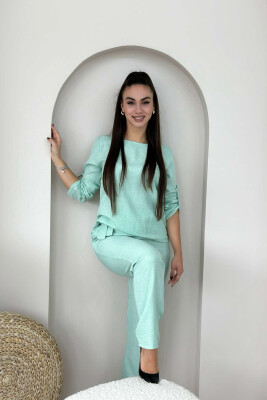 SHIRT+TROUSERS ONE COLOR WOMAN SET MINT/MENTE 