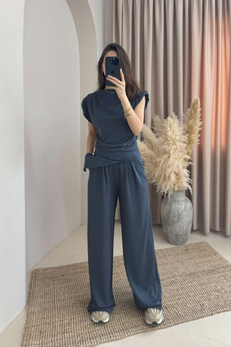 SHIRT+TROUSERS ONE COLOR WOMEN SET DARK GREY/GEE 