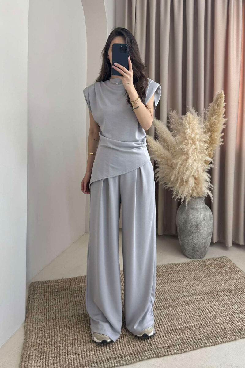 SHIRT+TROUSERS ONE COLOR WOMEN SET LIGHT GREY/GZ - 2
