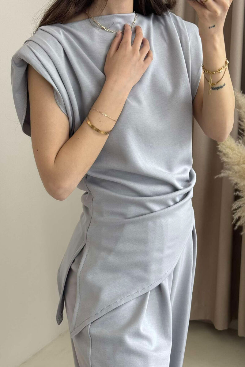 SHIRT+TROUSERS ONE COLOR WOMEN SET LIGHT GREY/GZ - 4