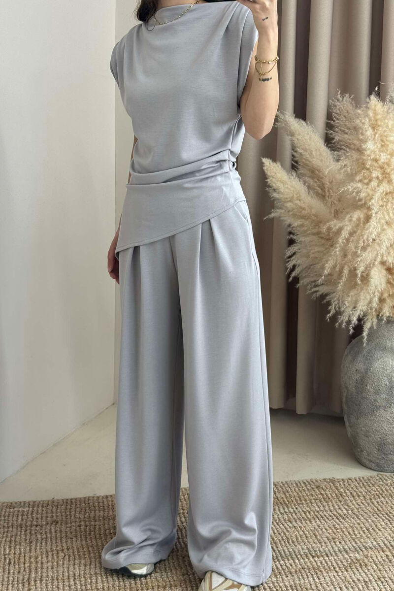SHIRT+TROUSERS ONE COLOR WOMEN SET LIGHT GREY/GZ - 5