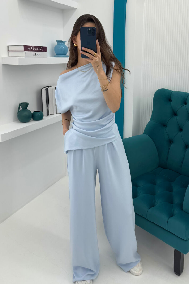 SHIRT+TROUSERS ONE COLOR WOMEN SET LIGHTBLUE/BZ - 1