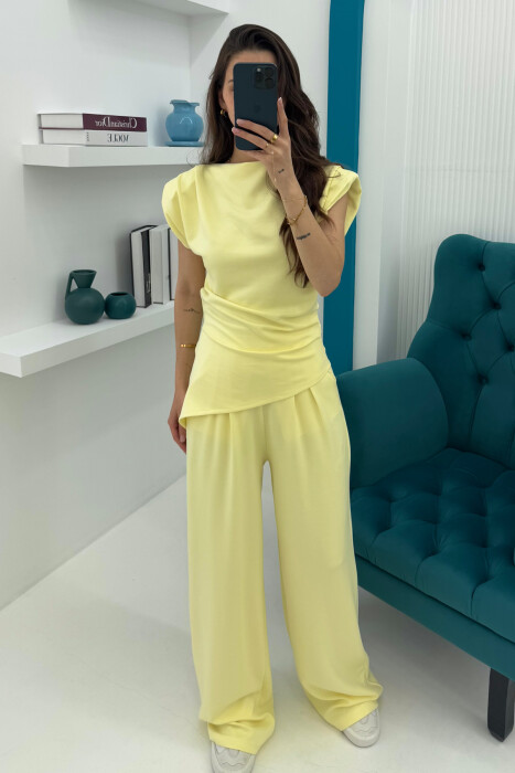 SHIRT+TROUSERS ONE COLOR WOMEN SET YELLOW/E VERDHE 