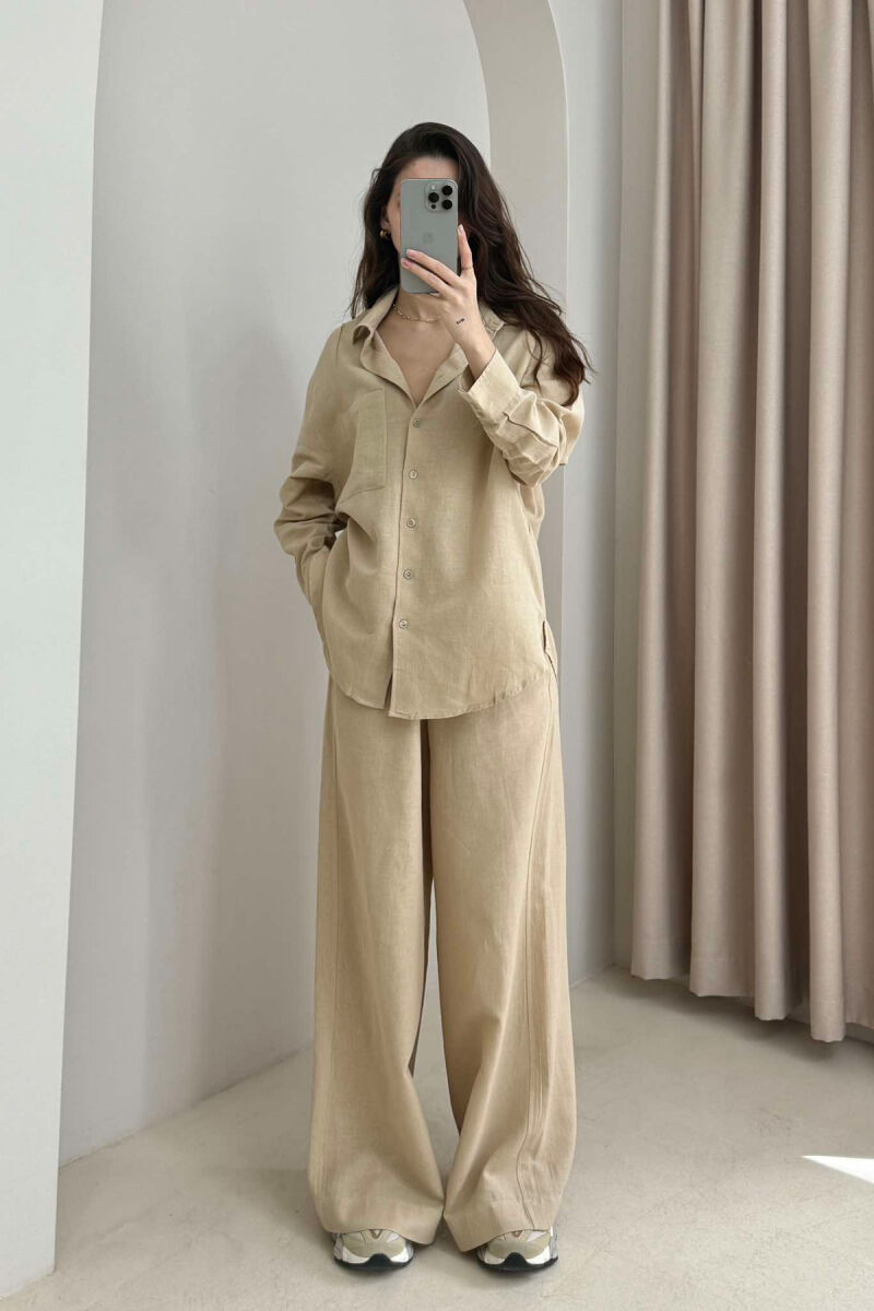 SHIRT+TROUSERS POCKET WOMAN SET BEIGE/BEZHE - 2