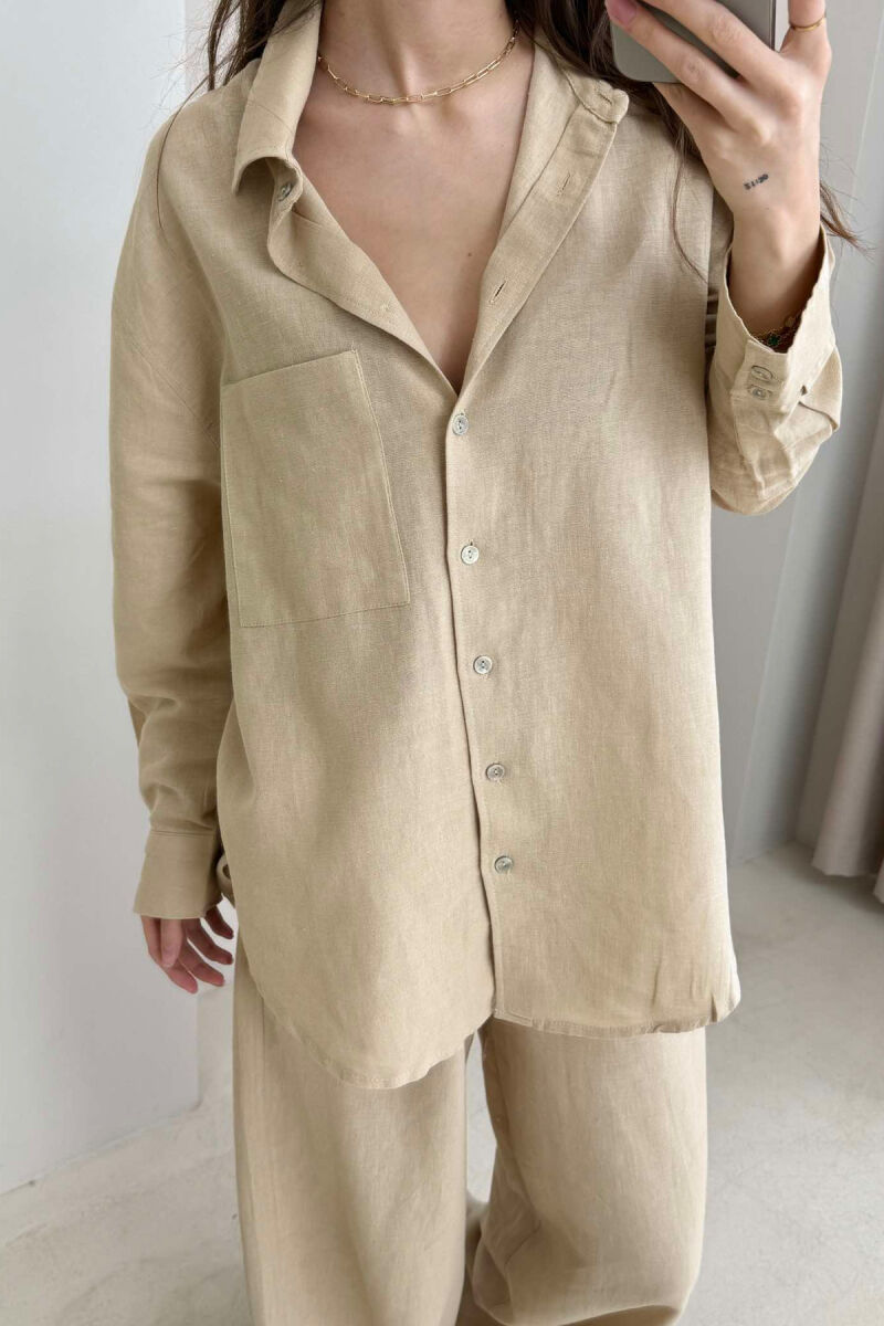 SHIRT+TROUSERS POCKET WOMAN SET BEIGE/BEZHE - 3