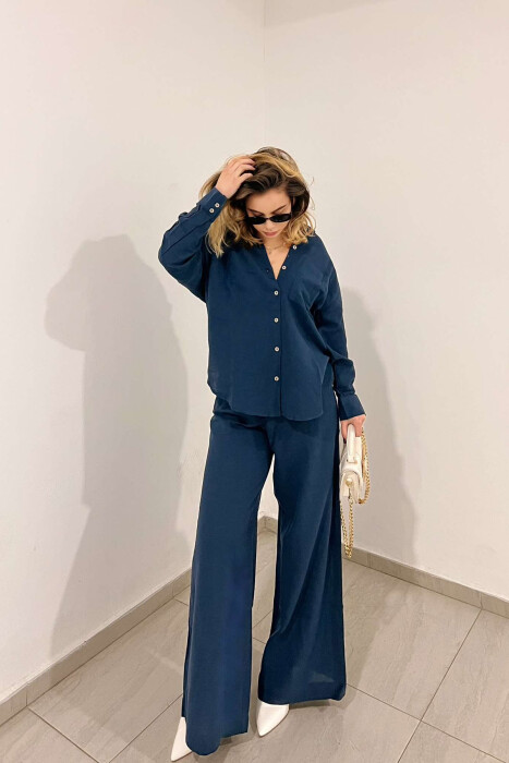 SHIRT+TROUSERS POCKET WOMAN SET BLUE/BLU - 1