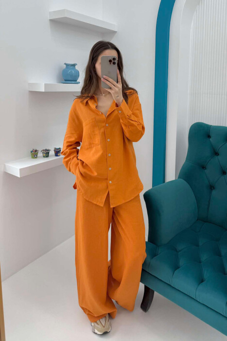 SHIRT+TROUSERS POCKET WOMAN SET ORANGE/PORTOKALLI 