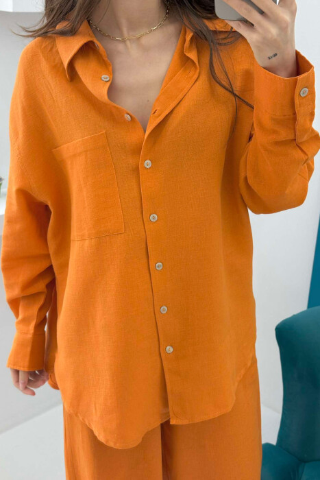 SHIRT+TROUSERS POCKET WOMAN SET ORANGE/PORTOKALLI - 4