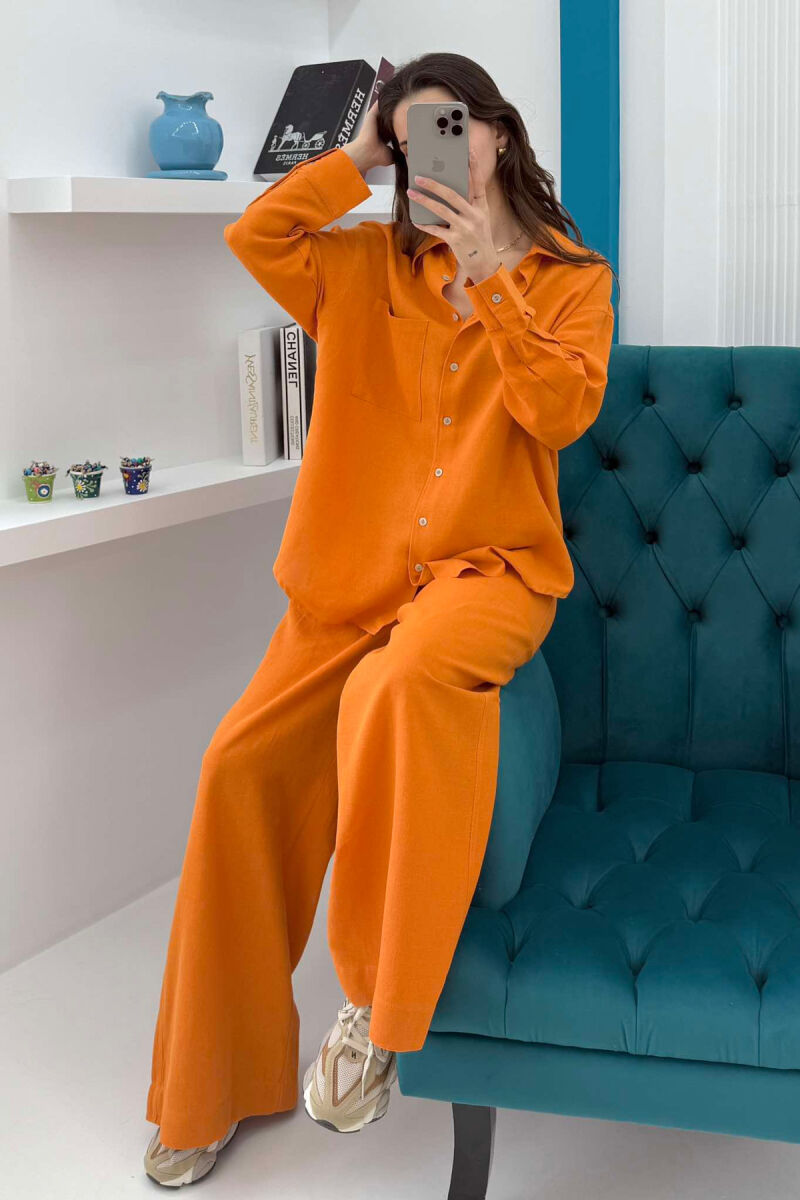 SHIRT+TROUSERS POCKET WOMAN SET ORANGE/PORTOKALLI - 5