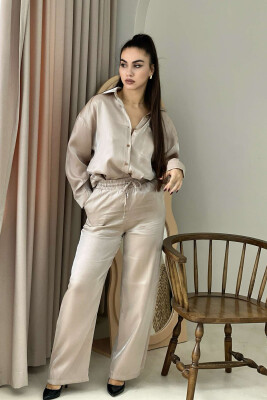 SHIRT+TROUSERS SPARKLE WOMAN SET BEIGE/BEZHE 